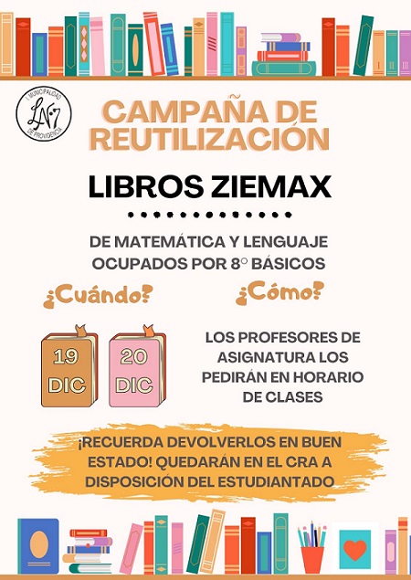 AFICHE REUTILIZACIÓN DE LIBROS ZIEMAX