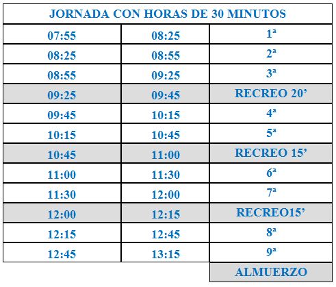 HORARIO NUEVO