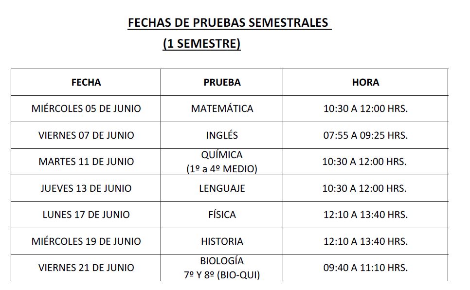 calendario pruebas